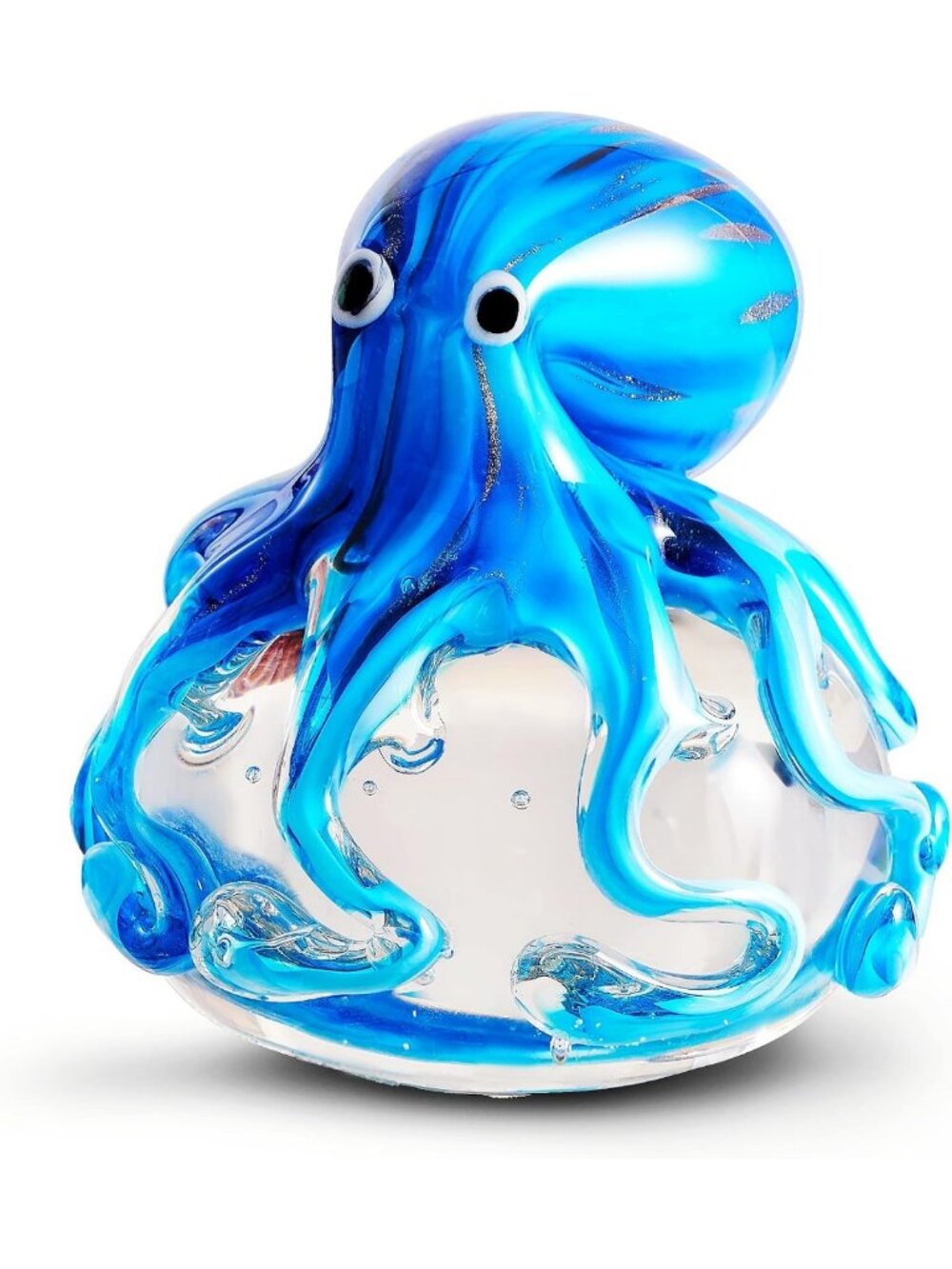 Hand Blown Glass Octopus Figurine | Sea Animal Decor for Aquarium & Office Desk
